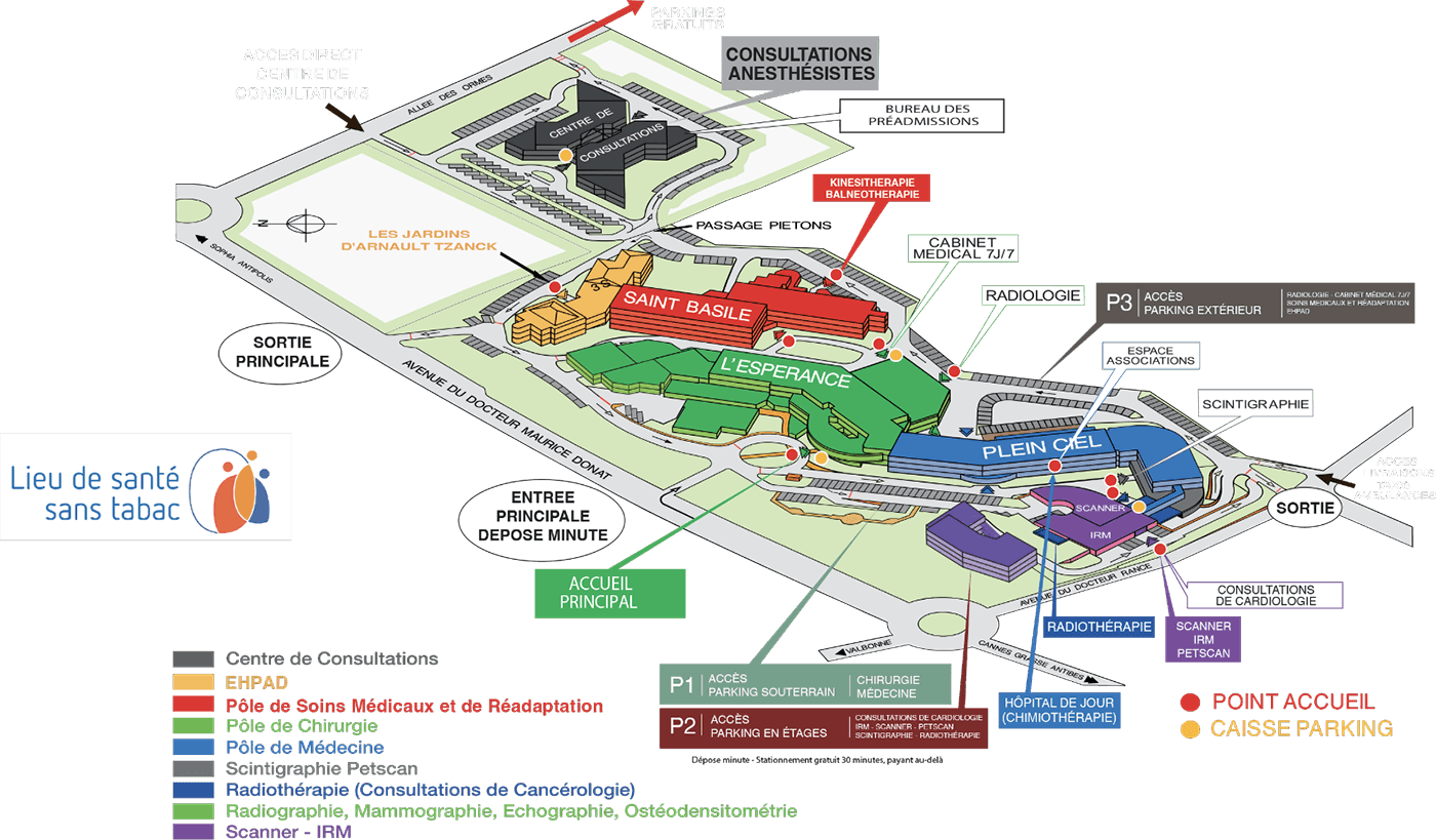 Image du plan de situation de l'Hôpital Arnault Tzanck de Mougins